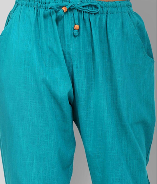 Lee Moda - Turquoise Cotton Regular Fit Women's Casual Pants  ( Pack of 1 ) - Free Size