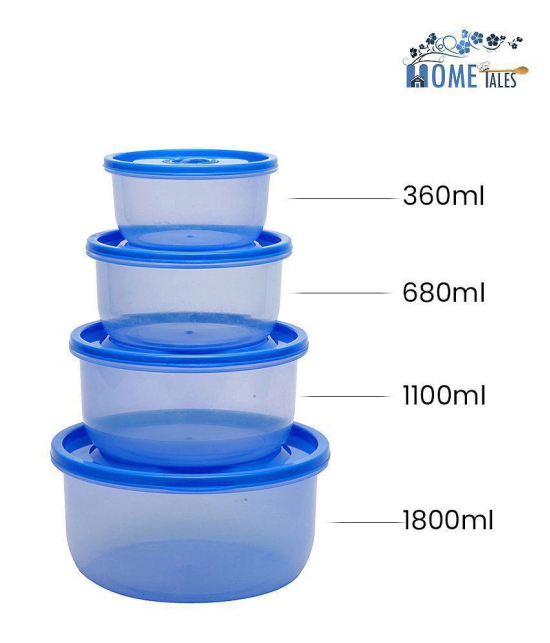 HOMETALES Microvent Multi-purpose Container 1800ml, 1100ml, 680ml, 360ml, Blue (4U) - Blue