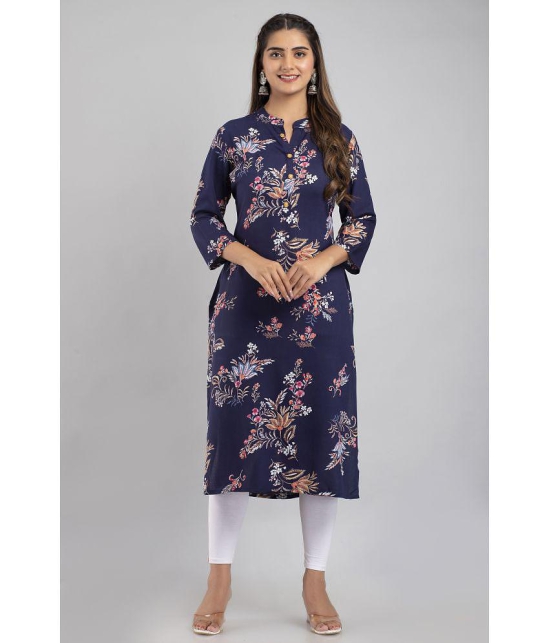 MAUKA - Blue Rayon Women's Straight Kurti ( Pack of 1 ) - None