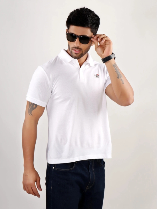 White Polo Neck T-Shirt-L / White