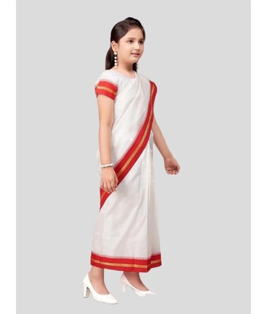 Aarika - White Silk Girls Saree ( Pack of 1 ) - None