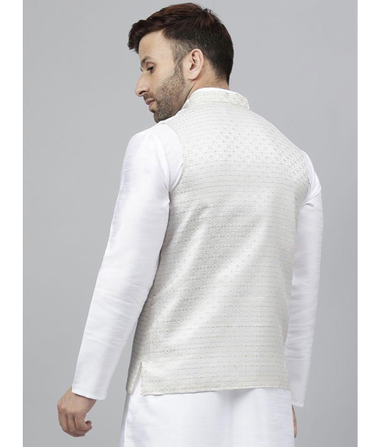 Hangup - White Jacquard Mens Nehru Jacket ( Pack of 1 ) - None