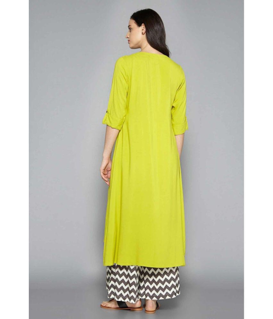 Pistaa - Lime Green Viscose Womens Asymmetrical Kurti ( Pack of 1 ) - None