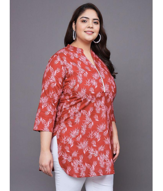 Tissu Cotton Printed Straight Women's Kurti - Maroon ( Pack of 1 ) - None