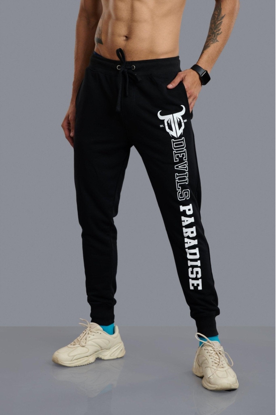 Devils Swag Printed Black Joggers for Men M