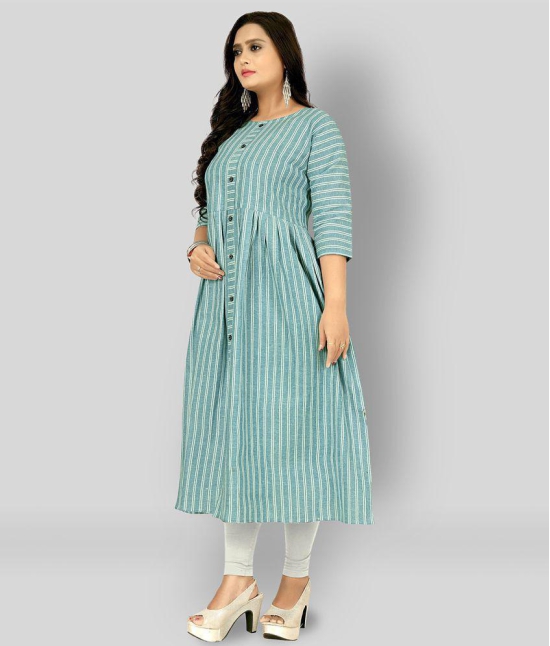 Rangrasiya - Blue Cotton Women's Flared Kurti ( Pack of 1 ) - XXL