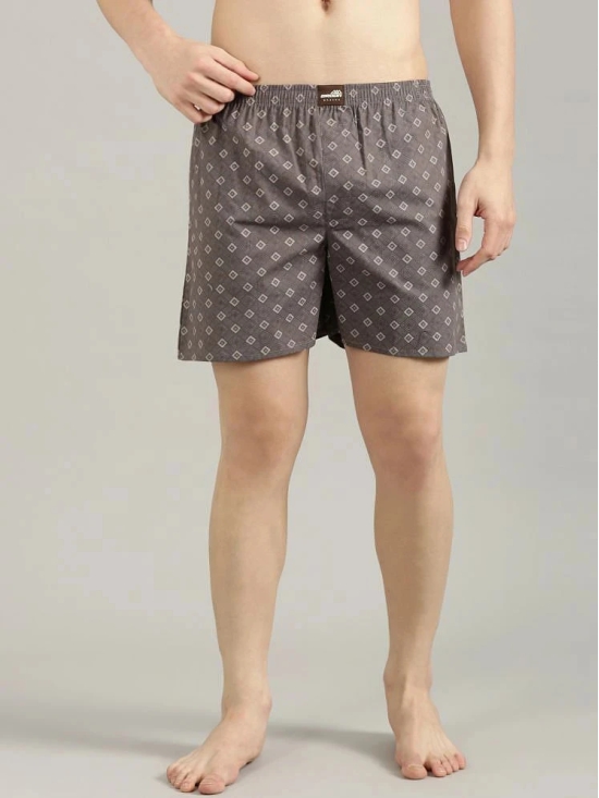 broon Pack of 3 Cotton Mens Boxer- ( Brown,Grey,Dark grey ) Boxer Shorts - None