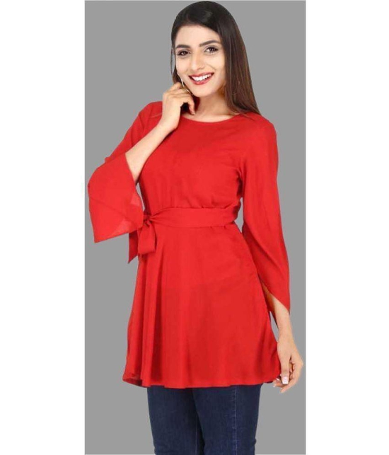 Smien - Red Rayon Womens Tunic ( Pack of 1 ) - None