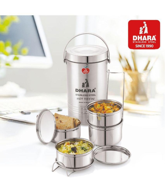 Dhara Stainless Steel Mazaana MEDIUM Silver Steel Thermoware Casserole ( Set of 1 , 1300 mL ) - Silver