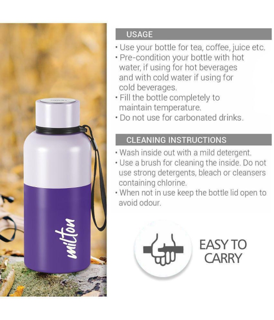 Milton Ancy 500 Thermosteel Water Bottle, 520 ml, Violet | 24 Hours Hot and Cold | Easy to Carry | Rust Proof | Tea | Coffee | Office| Gym | Home | Kitchen | Hiking | Trekking | Travel Bottl