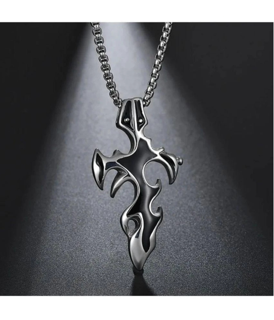 Fashion Frill Silver Chain For Men Stainless Steel Vintage Black Tribal Sword Pendant Chain For Men Boys Girls Love Gifts Mens Jewellery - None