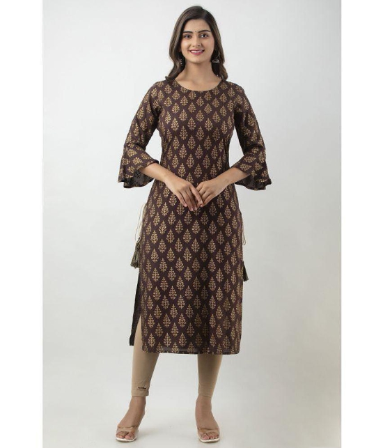 MAUKA - Brown Rayon Women's Straight Kurti ( Pack of 1 ) - None