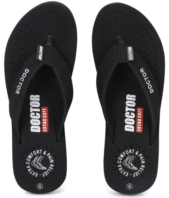 DOCTOR EXTRA SOFT - Black Womens Thong Flip Flop - None