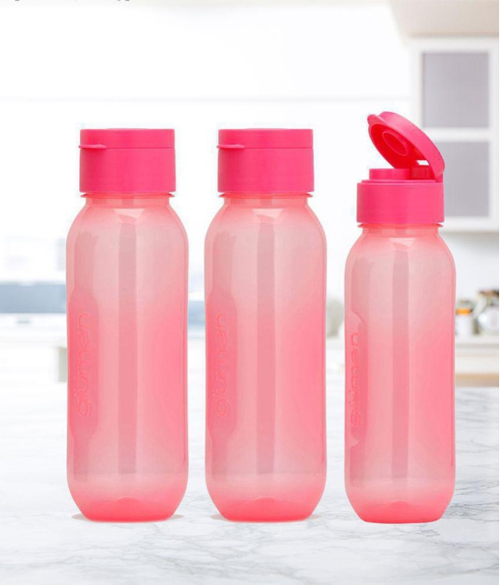 HOMETALES - Plastic BPA Free Water Bottle, Pack of 3 (600ml Each), Pink - Pink