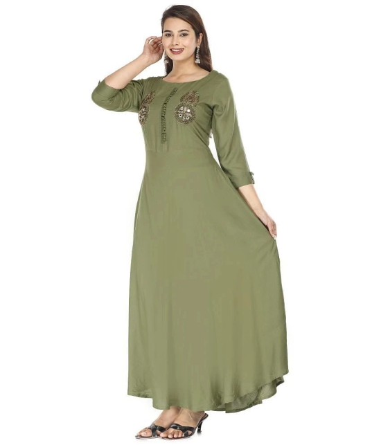 JC4U Rayon Green A- line Dress - Single - None