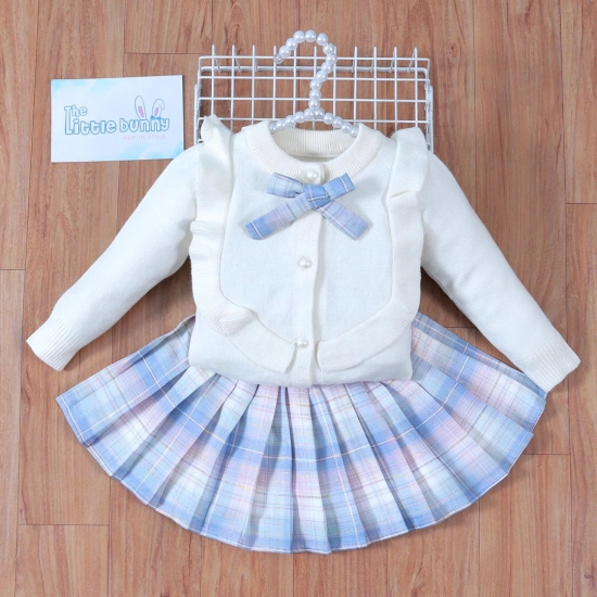 Co-ord set with Bow for Girls-1-2 years / blue