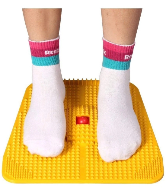 Horsefit  Manual Plastic Acupressure Foot Massager Plate with 24 Magnets for Stress Free, Blood Flow Controller, Pain Relief, Multicolor - Yellow