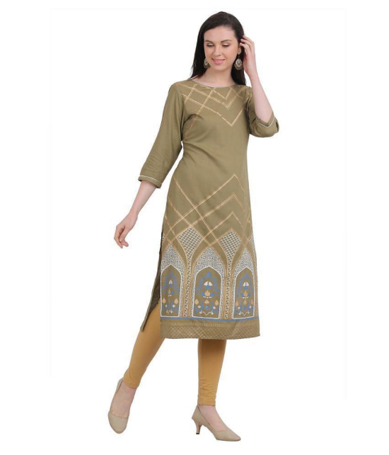 SAAKAA - Green Rayon Women's A-line Kurti - M