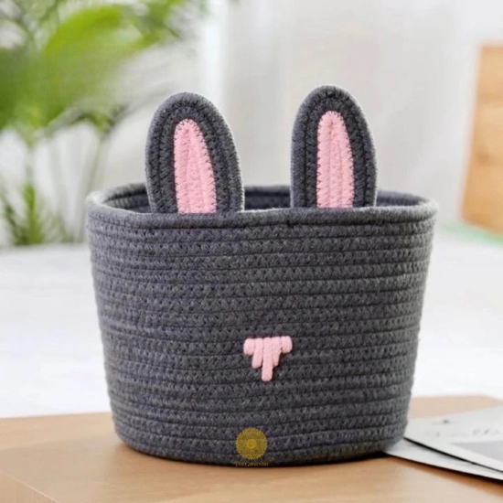 Cute Rabbit Rope Storage Basket-Black