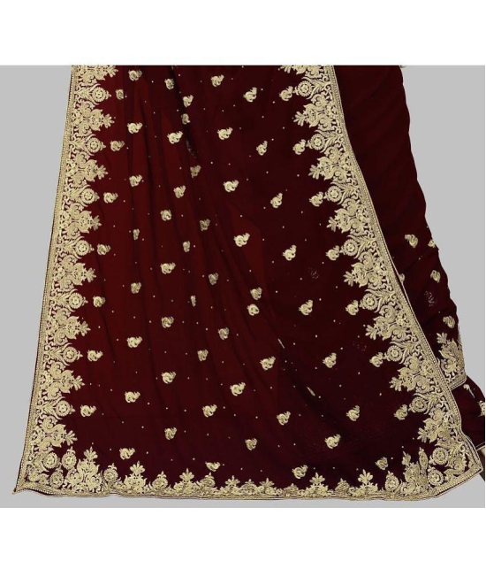 Om Shantam Sarees - Coffee Georgette Saree With Blouse Piece ( Pack of 1 ) - Coffee