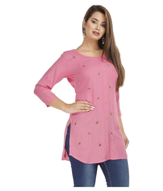 JC4U - Pink Rayon Womens Straight Kurti - XL