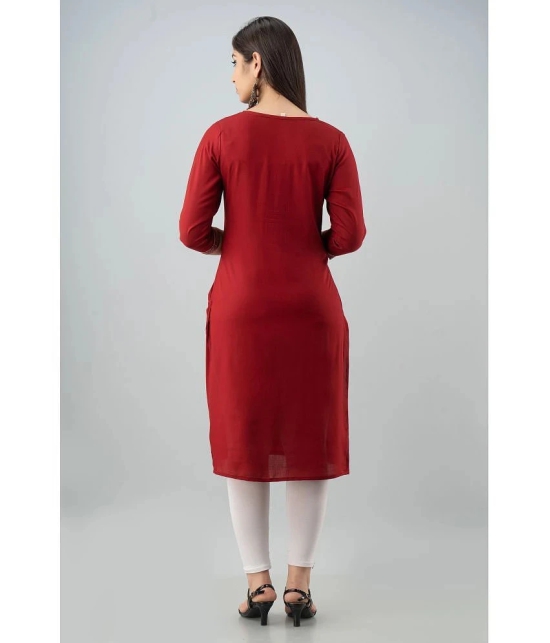 Frionkandy - Maroon Rayon Womens Straight Kurti ( Pack of 1 ) - None