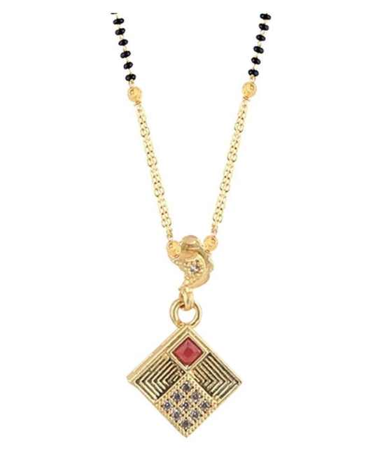 SILVER SHINE Gold Plated Designer Square Pandent Mangalsutra For Women - Golden