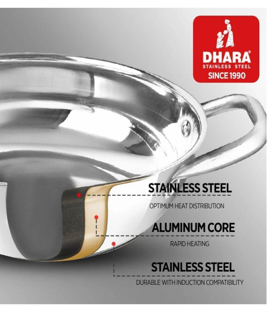 Dhara Stainless Steel Stainless Steel Non-Stick Deep Kadhai 5 mm ( 2 ) L