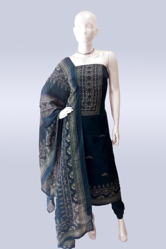 Peacock Green Color Casual Wear Salwar Material