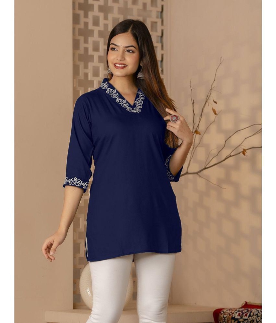 Kapadia Blue Rayon Womens Regular Top ( Pack of 1 ) - None