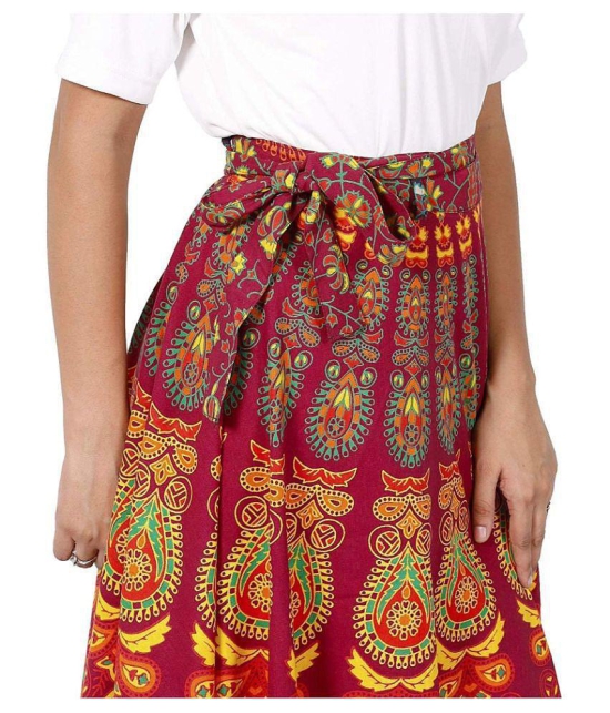 Rangun Cotton A-Line Skirt - Maroon - 29-32