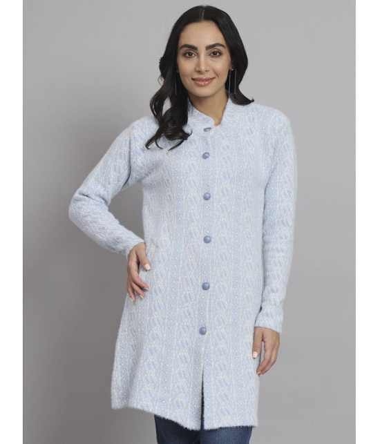 eWools.in Woollen Round Neck Women''s Buttoned Cardigans - Blue ( ) - None