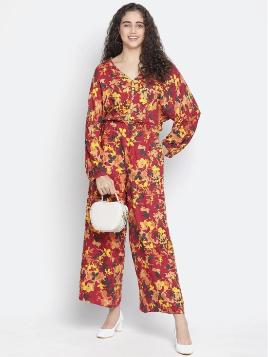 Oxolloxo Red & Yellow Printed Basic Jumpsuit