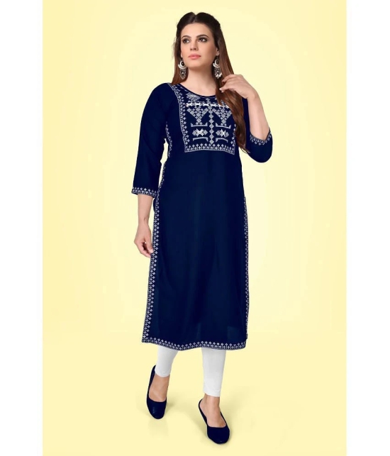 Kapadia - Navy Rayon Womens Straight Kurti ( Pack of 1 ) - None