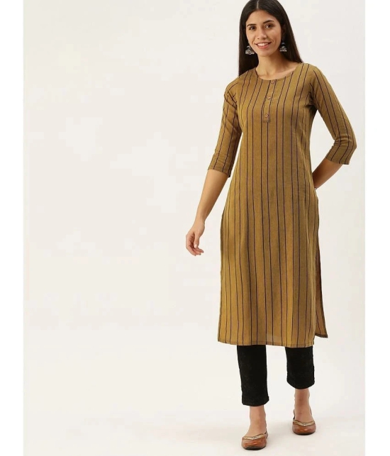 Hritika Cotton Printed Straight Womens Kurti - Mustard ( Pack of 1 ) - None