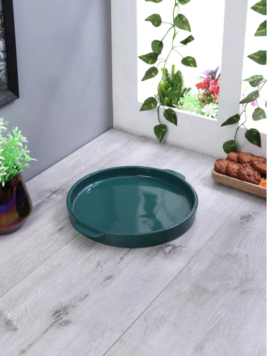 Green Ceramic Bakeware Dish with Handle-Green