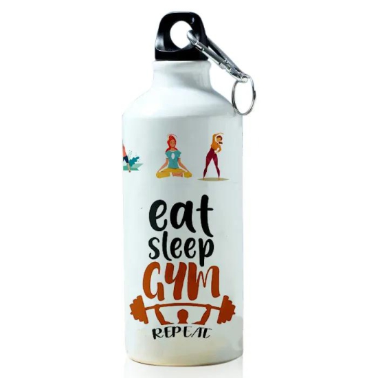 Modest City Beautiful Gym Design Sports Water Bottle 600ml Sipper (Eat Sleep Gym Repeat)