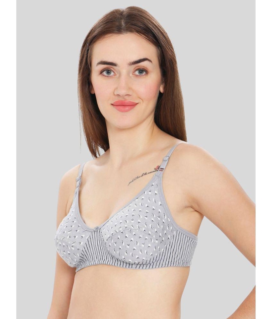 ILRASO - Light Grey Cotton Non Padded Women's T-Shirt Bra ( Pack of 1 ) - None