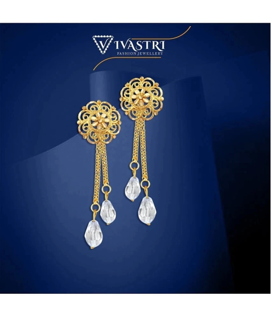 VIVASTRI Golden Drop Earrings ( Pack of 2 ) - Golden