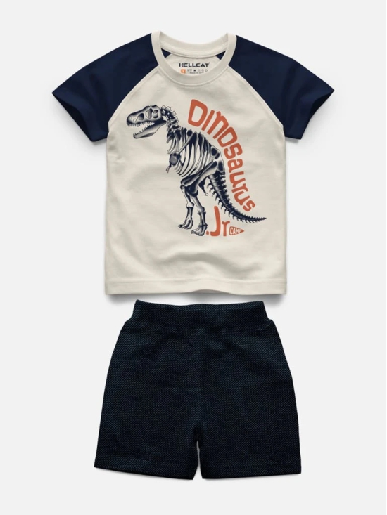 Raglan Half Sleeve Printed Tshirt with Comfy Solid Shorts for Infants & Boys - Pack of 2 (1 Tshirt & 1 Shorts)