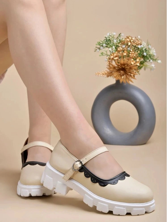 Stylestry Cream Womens Casual Ballerinas - None