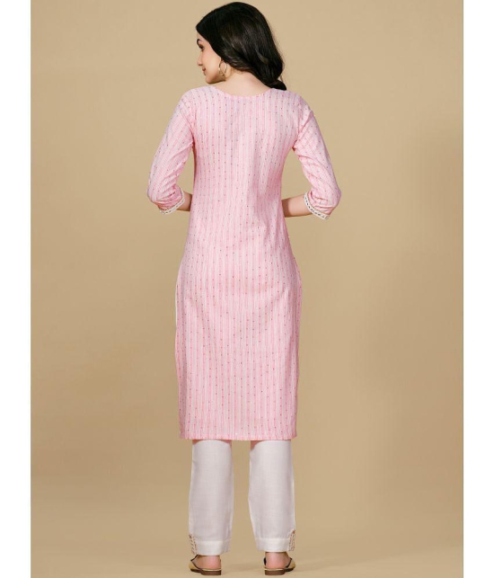 Glomee - Pink Cotton Blend Women's Straight Kurti ( Pack of 1 ) - None