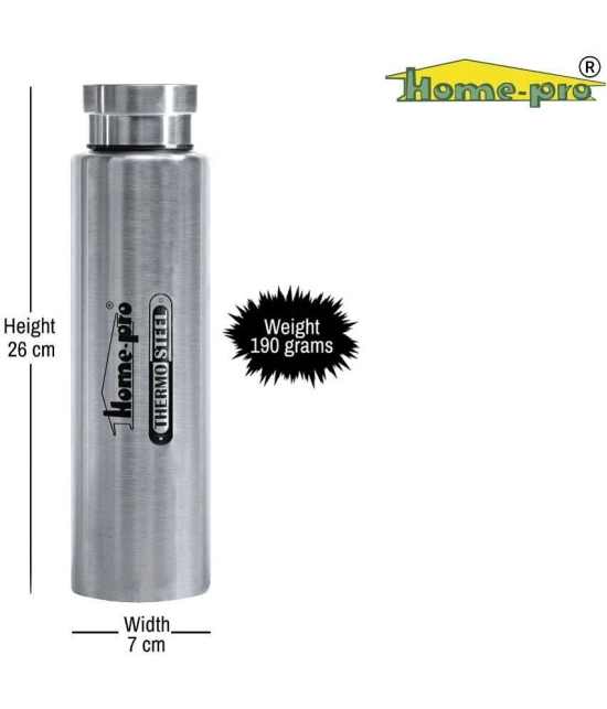 HomePro - Stainless Steel Vacuum Bottle 800ml, Silver 100% leak proof Pack of 2 for Home | Gym | Fridge | School | Office | Trekking & Hiking Bottle - Silver