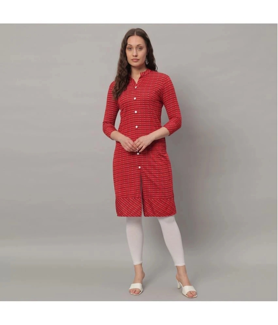 Glito Cotton Blend Checks Front Slit Womens Kurti - Red ( Pack of 1 ) - None