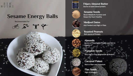 SIXNUTRI Almond Butter, Coconut and Sesame Bites - 450 ge All Natural Keto Vegan Diet