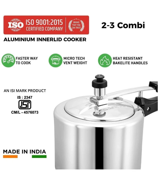 LEORON 2 L,3 L Aluminium InnerLid Pressure Cooker Without Induction Base