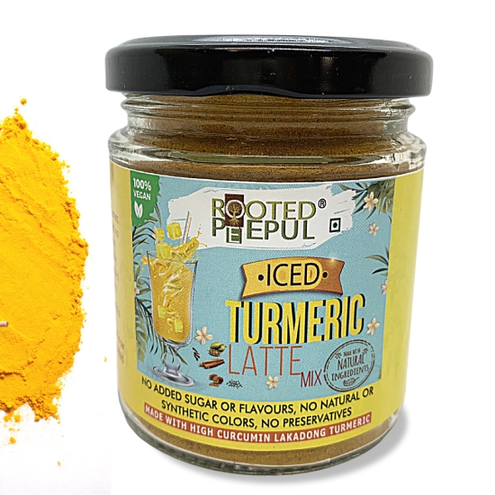 Rooted Peepul Iced Turmeric Latte Mix | Made with Pure spices & Lakadong Turmeric-75 g