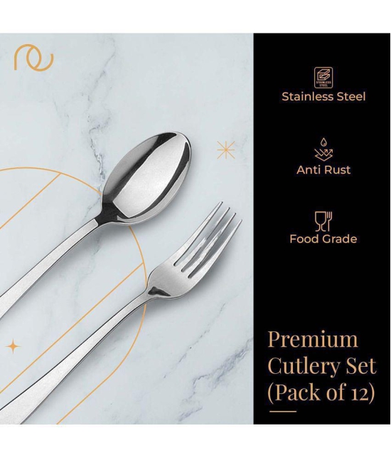 Frenchware - Silver Stainless Steel Cutlery Set ( Pack of 12 ) - Silver