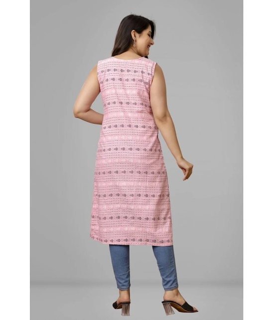 Parastri Cotton Printed Front Slit Womens Kurti - Pink ( Pack of 1 ) - None