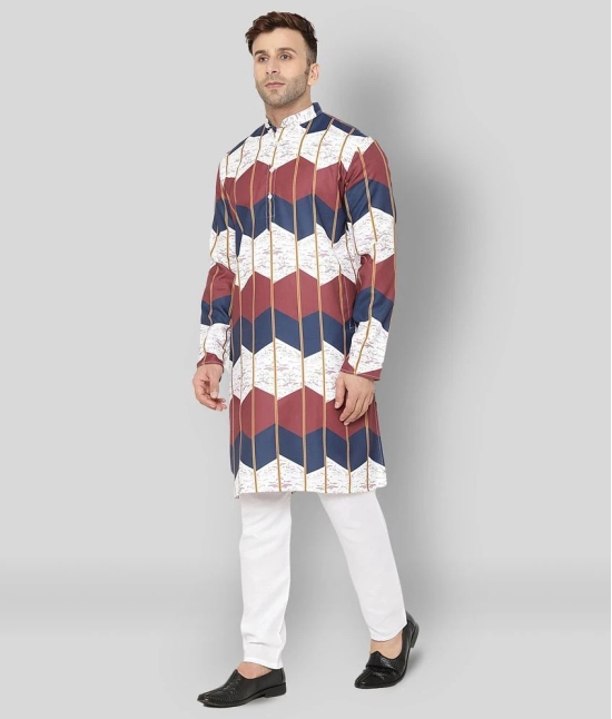 Hangup White Cotton Kurta Pyjama Set Single Pack - None